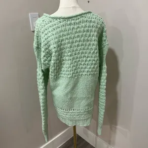 Free‎ People Mint Green Chunky Knit Scoop Neck Lantern Sleeve Sweater Small thumbnail 3