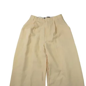 Zara Size 26 Cream High Waisted Wide Leg Pleated Trousers‎ Contemporary Chic thumbnail 3