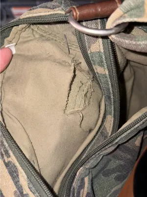 Vintage Y2K 2000’s Camouflage Canvas Shoulder Bag with junk pins thumbnail 7
