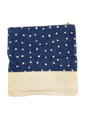 Clare V Polka Dot Denim Leather Foldover Clutch thumbnail 4