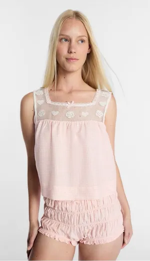 Lee pink and white pajama set size medium thumbnail 1
