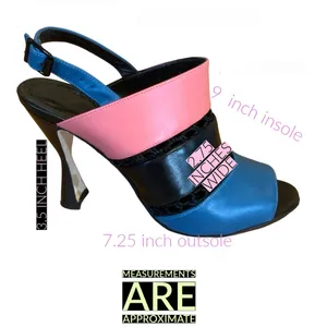 Manolo Blahnik "Aspendum" Black, Blue & Pink Leather W/Mesh Heels (36.5) thumbnail 14