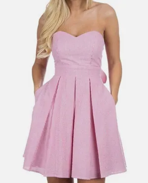 Lauren James Red Corbin Bow Seersucker Strapless Dress thumbnail 1