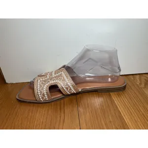 Rouge Helium Sandals Womens Size 9 Beige Beaded Studded Slide Slip On Shoes thumbnail 6