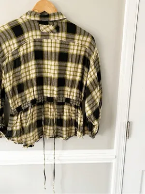 Free People We The Free Plaid Wool Blend Utility Jacket Shacket Medium Grunge thumbnail 7