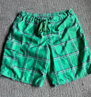 Ocean Pacific Green Plaid Swim Trunks Large thumbnail 1