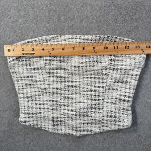 Altar'd State Women's Small Black White Tweed Strapless Cropped Bandeau Top thumbnail 3