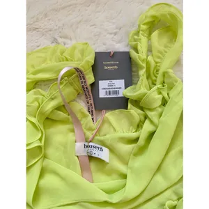 House of CB Ruffle Trim Plunge Maxi Dress S - Lime Green thumbnail 6