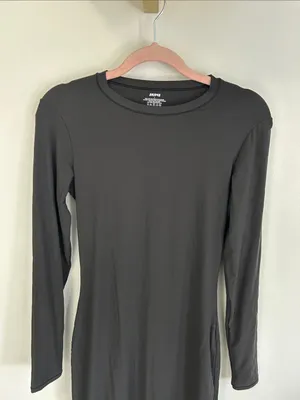 Skims Fits Everybody Long Sleeve Crewneck Dress Black thumbnail 6