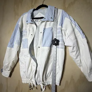 Vintage IZZI Patchwork Windbreaker‎ Jacket Women’s Small Blue White 90s thumbnail 9