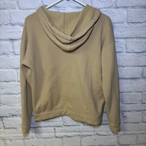 TOPSHOP Hoodie Quarter Zip Hooded Sweatshirt Tan Size 0-2 thumbnail 7