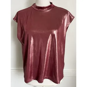 By Anthropologie • Cowl-Neck Liquid Shine Top Pinkish Red thumbnail 3
