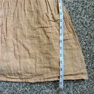 🦋Linen Blend Yellow Tan Sleeveless Mini Dress Casual Summer Neutral XS thumbnail 5