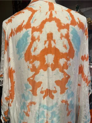 Boho Southwestern Watercolor Kimono Cardigan Lightweight Open Front Duster Wrap thumbnail 3