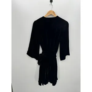 Eileen Fisher Black Velvet‎ Wrap Dress Women Sz XS Rayon Silk Holiday Party thumbnail 2