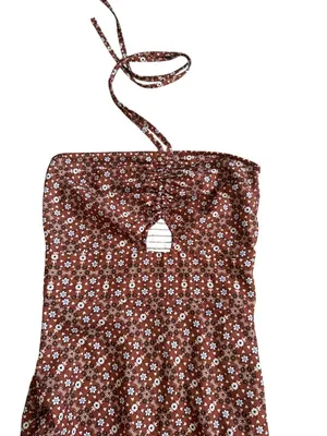PRINCESS POLLY Brown Floral Halter Dress Size US 2 thumbnail 4