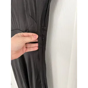 Madewell Wide V-Neck Satin Slip Midi Dress Black Romantic Minimalist Whimsigoth thumbnail 6