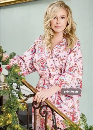 Printfresh Carousel Organic Cotton Robe Pink L XL Kimono Kathy Hilton Collab NWT thumbnail 1