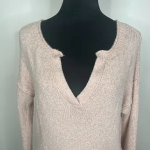 Abercrombie & Fitch Cropped V Neck‎ Slouchy Textured Long Sleeve Sweater thumbnail 6