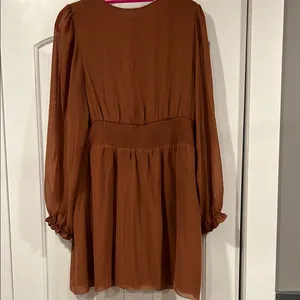 Wilfred Aritzia Brown Sheath‎ Dress with V-Neck Long Sleeves XL thumbnail 8