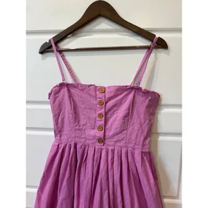Free People Lilah Pink Pleated Tube Midi Dress Smocked Back Large thumbnail 3