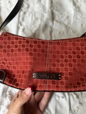 Nine & Co. Red Geometric Shoulder Bag with Dark Brown Trim thumbnail 6