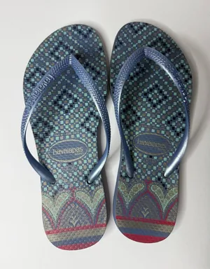 Havaianas Slim Strap Rubber Flip Flops Women’s Size 6 (37-38) Blue Beach Sandals thumbnail 1