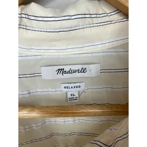 Madewell Relaxed Fit Yellow Cream Stripe Button Up Front Chest Pocket Size‎ XL thumbnail 5