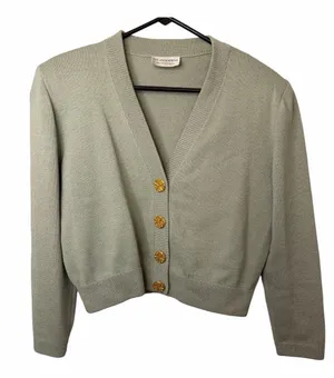 Vintage St. Andrew Sage Green V-Neck Cardigan Sweater with Gold Buttons thumbnail 1