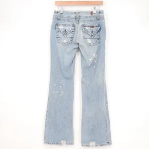 Bongo Vintage Y2K Paint Splatter Flare Jeans Light Wash Distressed Size 5 thumbnail 5