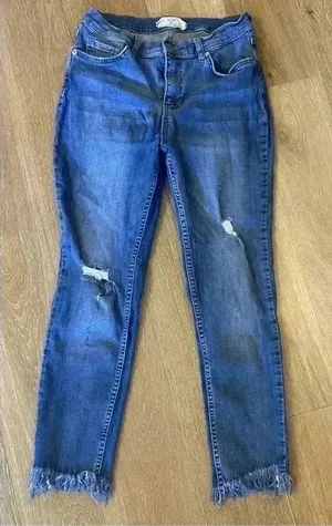 Free People Great Heights Fringe Frayed Hem Denim Skinny Jeans‎ Size 29 Boho thumbnail 1