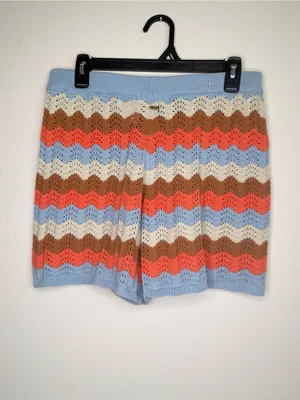 Rip Curl Women's Santorini Sun Crochet Shorts Striped Crochet Knit High-Waist thumbnail 3