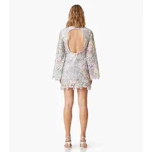 Elliatt Jacinta Lace Long Sleeve Mini Dress in Taupe Multi NWT Size S thumbnail 11