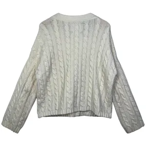 Abercrombie & Fitch Cream Cable Knit Button Front V-Neck Cardigan Sweater Size S thumbnail 2