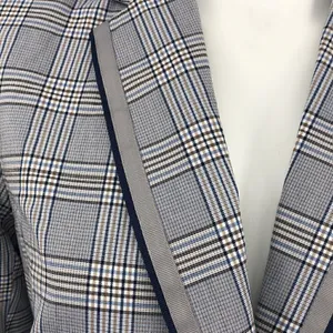 Ecru long sleeve plaid one button small blazer thumbnail 4