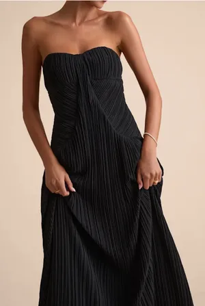 Lulus Dress Maxi Black Strapless thumbnail 1