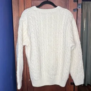 Brandy Melville Cream Cable Knit Sweater Chunky Cozy Cottagecore Fisherman L thumbnail 3
