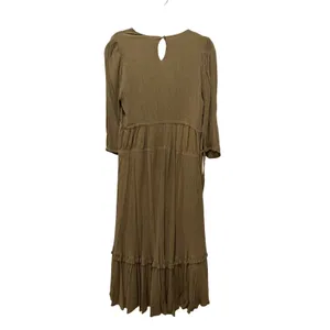 &merci Olive Green Tiered Midi Dress V-Neck High-Low Boho L thumbnail 4