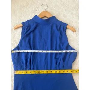 Lulus Classic Elegance Blue Chiffon Sleeveless Mock Neck Mini Dress Size Medium thumbnail 7