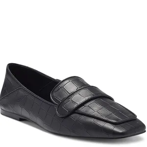 NEW Vince Camuto VV-Zally Square Toe Crocodile embossed Loafer Black thumbnail 2