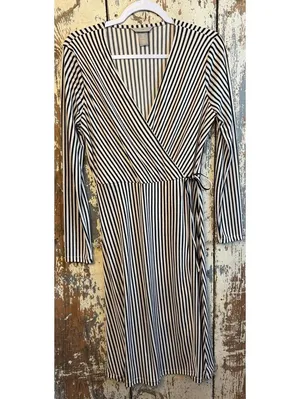 H&M Long Sleeve Striped Black White Women's Dress, size Medium thumbnail 2