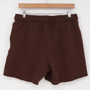Forever 21 Sweat Shorts Womens L Brown Raw Hem Drawstring Fleece Good thumbnail 5