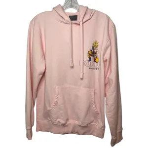 Dragon Ball Z Goku Pink Hoodie Super Saiyan‎ Anime Graphic Pullover Sz Small thumbnail 2