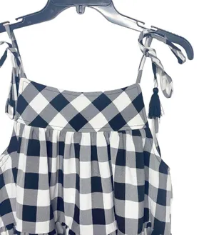 Entro gingham plaid black top tassels NWOT e thumbnail 5