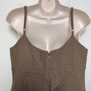 VTG Y2K Women 100%‎ Cotton Eyelet Babydoll Dress Grunge Western Sundress 4 Brown thumbnail 7