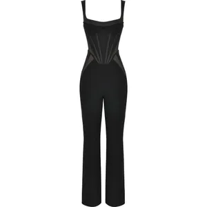 House of CB Mylene Corset Straight Leg Black Cocktail Formal Jumpsuit S thumbnail 3