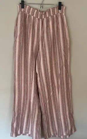 NWT Striped Pink and White Wide-Leg Pants Size XL thumbnail 1