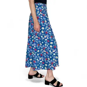 Vintage 90’s Euro Sport Blue Floral Midi Cottage Wrap Skirt thumbnail 5