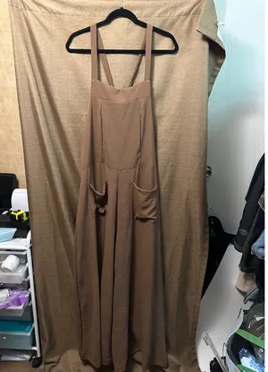 NWT Everyday Chic Boutique Good Day Drawstring Jumpsuit Chocolate Size Medium Brown thumbnail 1