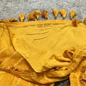 Honey punch gold strapless mini dress with tassels. New with tags thumbnail 8